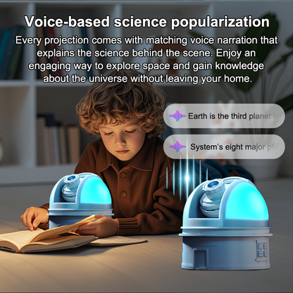 Planetarium Projection Lamp with Voice Narration, 12 Cosmic Scenes, Adjustable Focus & Dome Light(Grey)