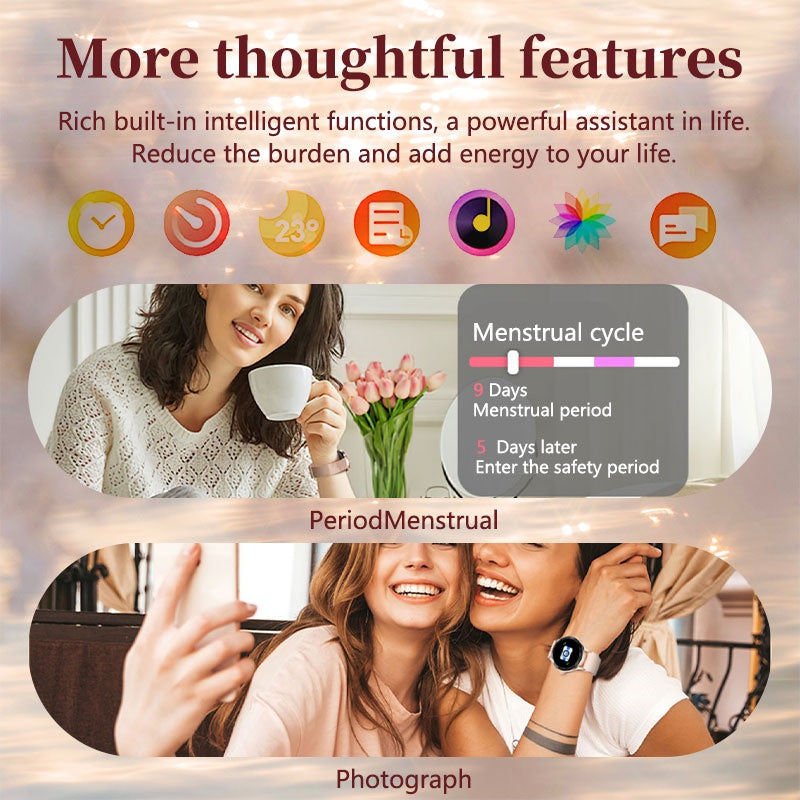 Luxury Slim 1.27'' Women’s Smartwatch – Stylish Alloy Build, HD Screen, Wellness Monitor & Long Battery Life(Rose) - Chronus