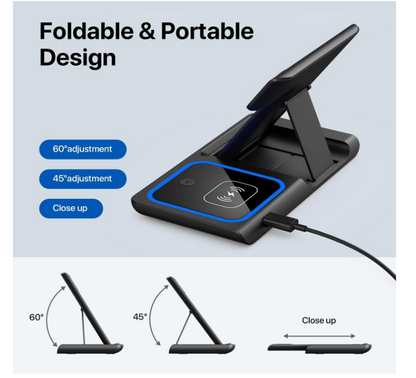 3 in 1 Wireless Charging Dock for iPhone 15/14/13/12, Apple Watch, AirPods