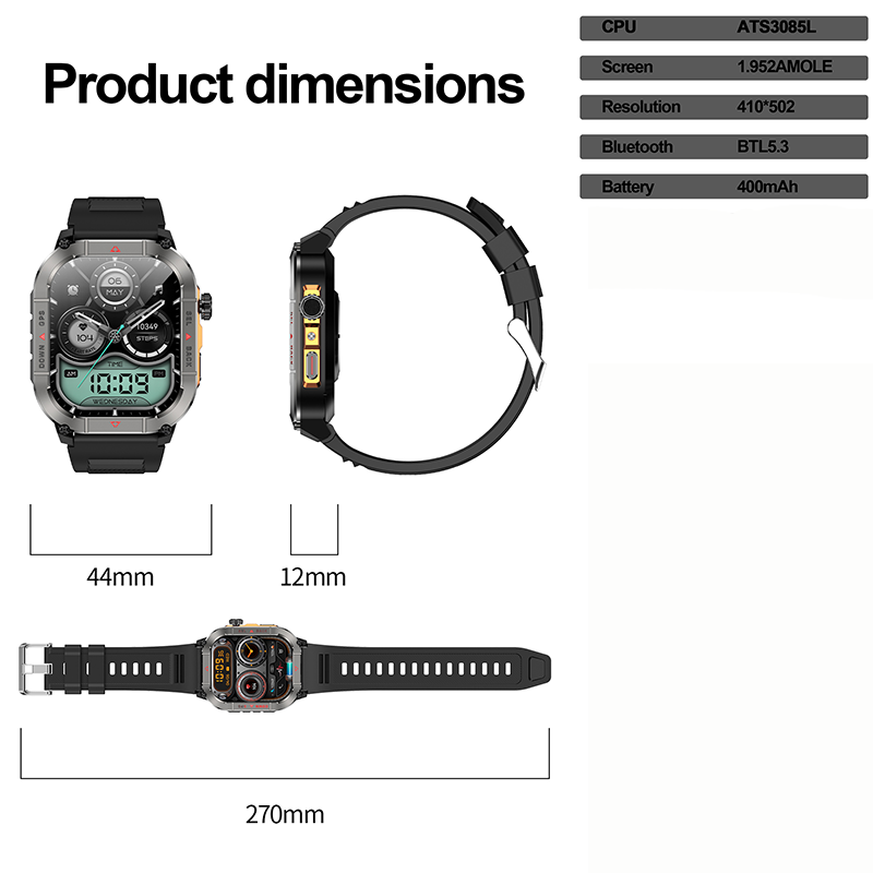 Smartwatch HK84 3ATM Waterproof GPS Compass AMOLED
