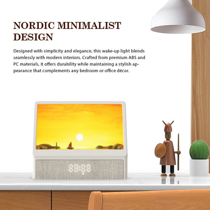 Sunrise Alarm Clock with White Noise, 6 Light Modes, Gentle Wake-Up Light, Night Lamp, Nordic Design