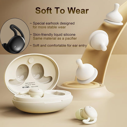 Wireless Sleeping Sleep Earbuds for Side Sleepers Mini Tiny Small Invisible Earbuds Noise Cancelling Smallest Soft Ear Buds Bluetooth Hidden Sleeping Sleep Headphones
