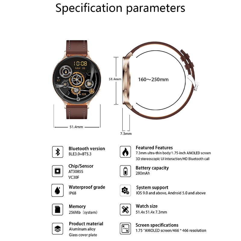 Smartwatch KM100 Ultra-Thin Full Metal AMOLED Bluetooth Calling 150 Sports Modes