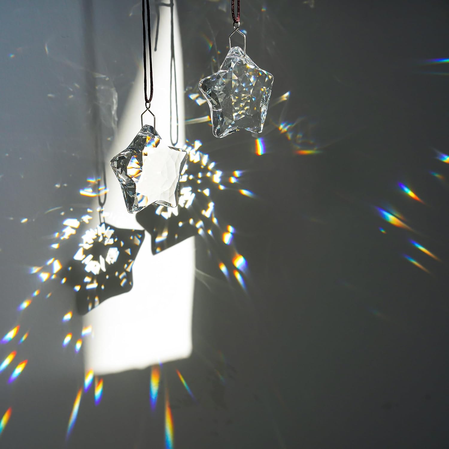 Set of 6 Crystal Glass Christmas Ornaments Clear Faceted Glass Christmas Star Crystal Hanging Ornaments for Xmas Tree Winter New Year Party Supplies - Chronus