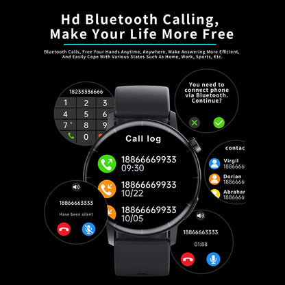 F22R smart sports health watch, 1.32-inch HD round screen, health monitoring, voice call