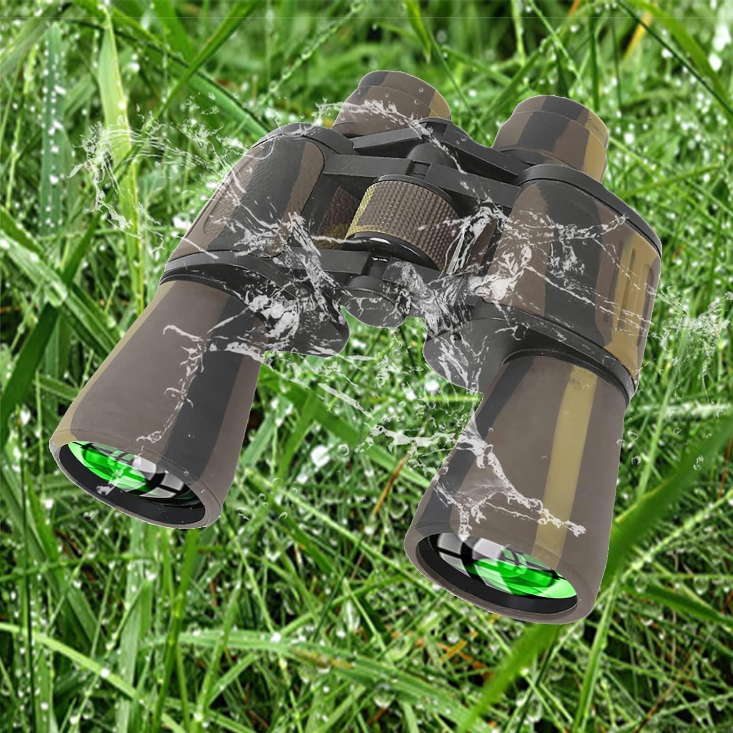 Binoculars for Adults, 20x50 High Power Military Binoculars with Low Light Night Vision, Compact Waterproof, BAK-4 Prism FMC Lens, for Bird Watching, Travel, Hunting, Stargazing - Camouflage - Chronus
