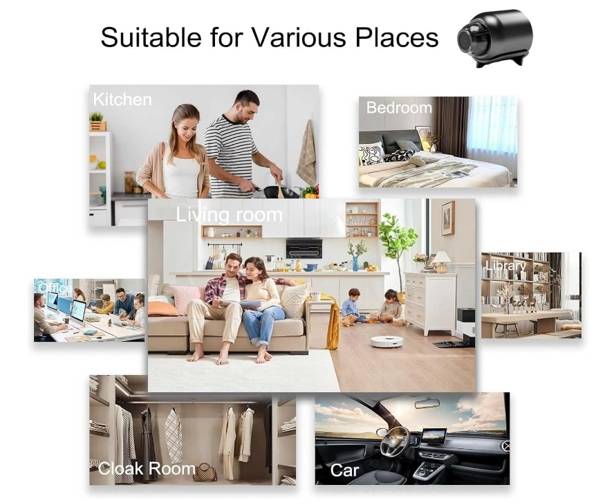 Camera Hidden Home Spy Camera WiFi Mini Secret Camera Remote Monitor Room Nanny Cam Video Recorder Motion Detection Night Vision(Black) - Chronus