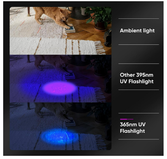 30W 365nm UV Torch Light USB Rechargeable Black Light Torches High Power UV Light for Resin Curing,Pet Urine Detection,Bed Bugs(Black) - Chronus