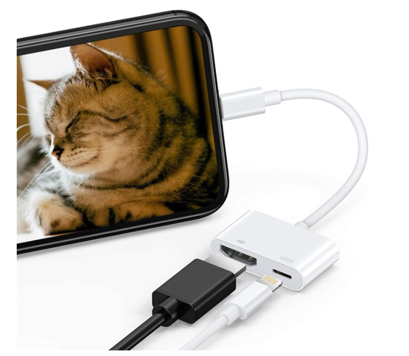 Lightning to HDMI Adapter, Lightning Digital AV Adapter 1080P Video Audio Sync Screen Converter Charging Port, white - Chronus