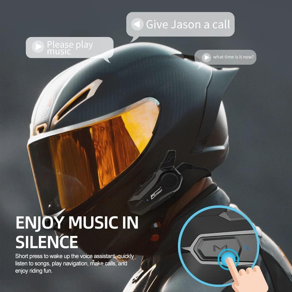 Motorcycle Intercom Headset (Fit for Half and Full Helmets)  1000m, 2 Riders
