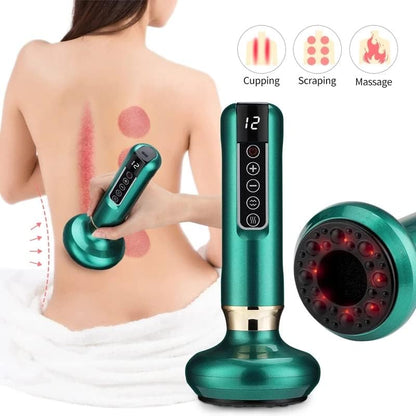 Household Electric Scraping and Cupping Instrument Vacuum Negative Pressure Heating Gravity Operator Cupping Device - Rechargeable(green)