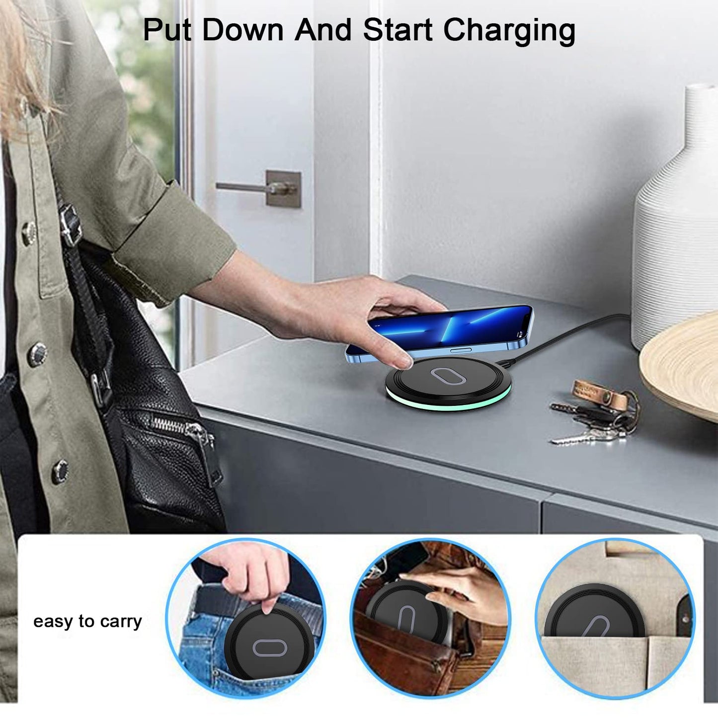 Wireless Charger Samsung Fast Charging Pad for Samsung Galaxy S24/S23 Ultra /S22/S21/Z Flip 6 5,15W Wireless Charging Pad for iPhone 15 14