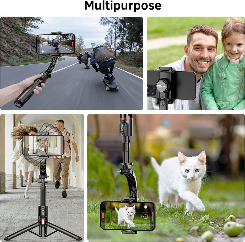 Smartphone Gimbal Stabilizer with Remote, Aluminum Extendable Selfie Stick Tripod, Compatible with iPhone and Android - Chronus