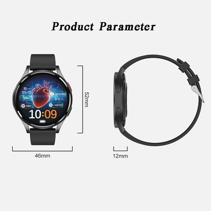 Smartwatch with Bluetooth Calling, Music Playback, Notification Alerts, and ECG Monitoring