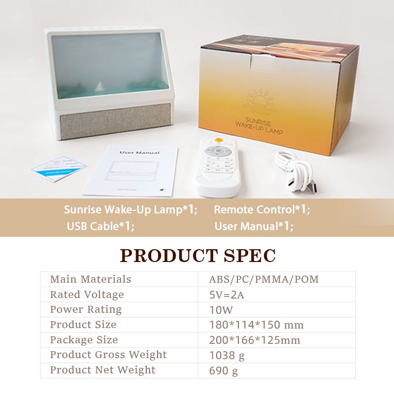 Sunrise Alarm Clock with White Noise, 6 Light Modes, Gentle Wake-Up Light, Night Lamp, Nordic Design