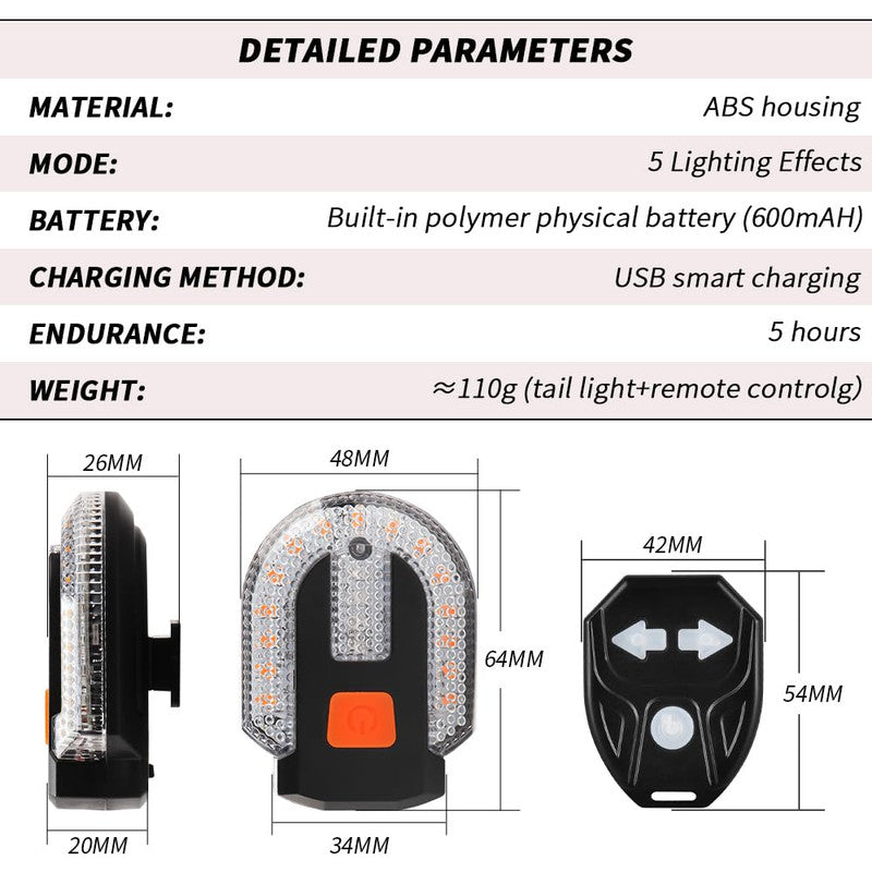 Chronus 4Pcs Bike Signals, Waterproof, Remote Alarm, USB,5 Modes Black