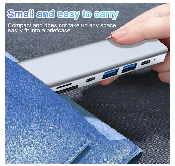 USB C Hub 7 in 1, USB C Adapter with 4K HDMI, Two USBC Ports, sliver - Chronus