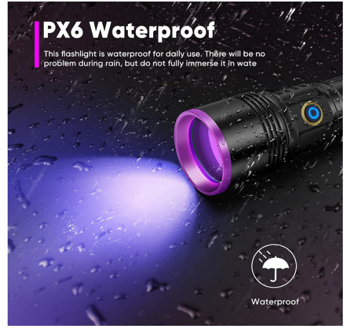 30W 365nm UV Torch Light USB Rechargeable Black Light Torches High Power UV Light for Resin Curing,Pet Urine Detection,Bed Bugs(Black) - Chronus