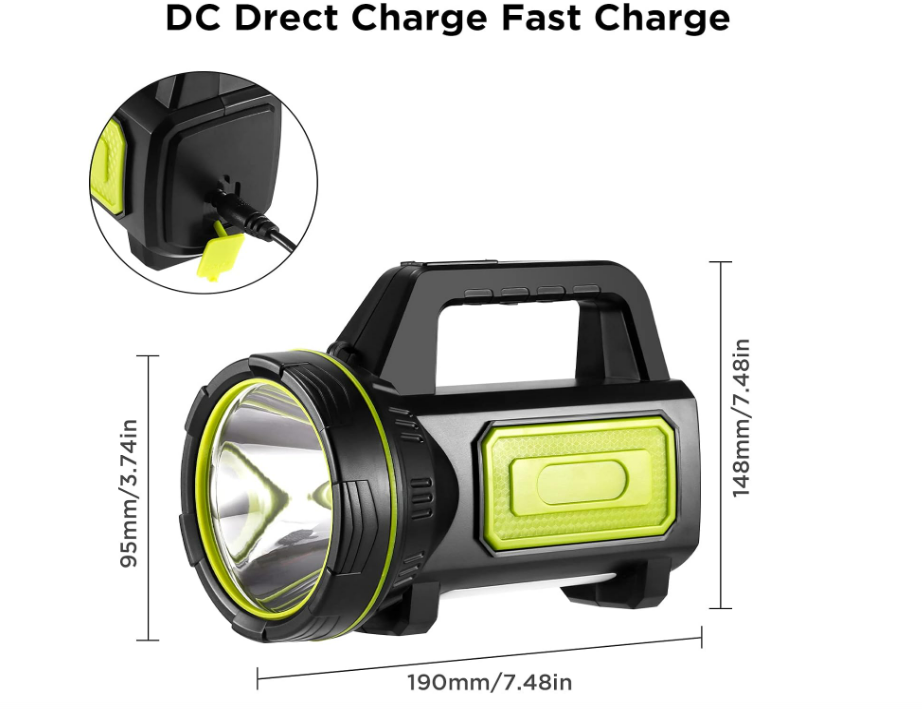 Super Bright LED Searchlight Flashlight, Waterproof, Lantern for Camping, Black - Chronus