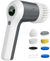 Electric Spin Scrubber, Battery Level Display 2 Speeds Electric Scrubber for Cleaning with 6 Replaceable Heads - Chronus