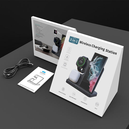 Samsung Wireless Charger 3 in 1 Charging Station Galaxy Watch Charger for Samsung S24 Ultra Plus S23 S22 S21 S20 Z Fold Flip6/5/4/3(Black)