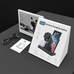 Samsung Wireless Charger 3 in 1 Charging Station Galaxy Watch Charger for Samsung S24 Ultra Plus S23 S22 S21 S20 Z Fold Flip6/5/4/3(Black) - Chronus