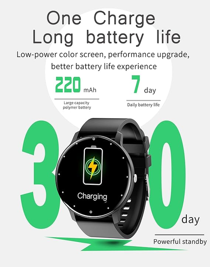 Chronus Smart Watch for Women Men, Fitness Tracker, Waterproof (Black)