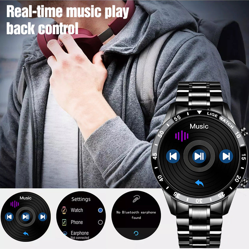Smart Watch Men, 1.3 "Inch Touchscreen Phone Watch Men Smart Watch with Heart Rate Sleep Monitor Activity Tracker IP67 Waterproof Stainless Steel Band StopWatch for IOS Android(silver)