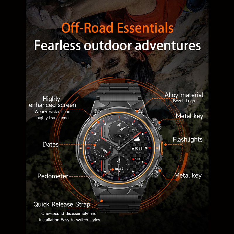 AK81 Smartwatch with Flashlight for Outdoor Sports