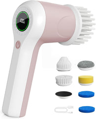 Electric Spin Scrubber, Battery Level Display 2 Speeds Electric Scrubber for Cleaning with 6 Replaceable Heads - Chronus