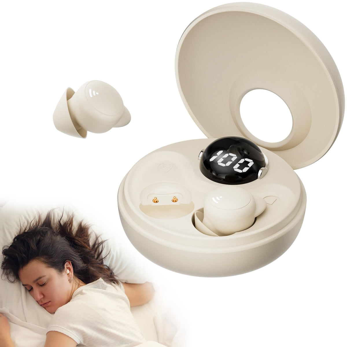 Sleeping Earplugs for Side Sleepers, Mini Invisible Wireless Bluetooth 5.3 Micro Sleeping Noise Cancelling Headphones - Chronus