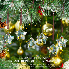 Set of 6 Crystal Glass Christmas Ornaments Clear Faceted Glass Christmas Star Crystal Hanging Ornaments for Xmas Tree Winter New Year Party Supplies - Chronus