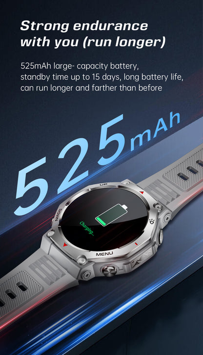 Smartwatch KT85 UV Detection Light Flashlight 525mAh Battery Long Battery Life Outdoor Sports