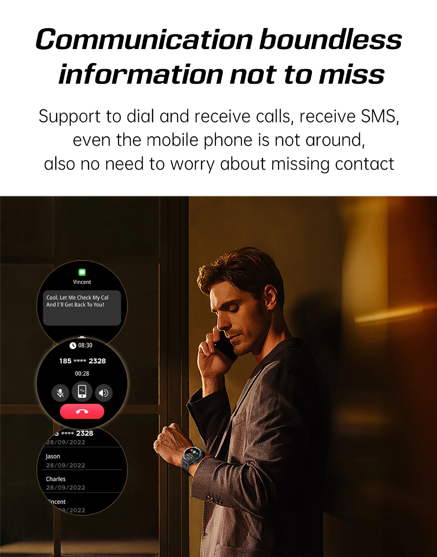 Smartwatch KT85 UV Detection Light Flashlight 525mAh Battery Long Battery Life Outdoor Sports