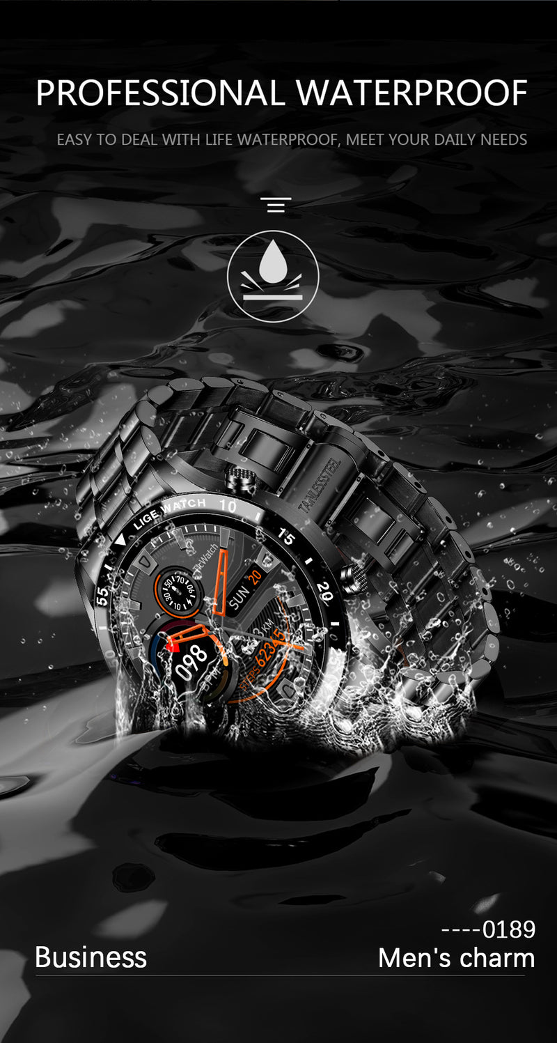 Smart Watch Men, 1.3 "Inch Touchscreen Phone Watch Men Smart Watch with Heart Rate Sleep Monitor Activity Tracker IP67 Waterproof Stainless Steel Band StopWatch for IOS Android(silver)