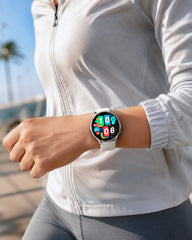 Smartwatch KM100 Ultrafino com Ecrã AMOLED Totalmente Metálico, Chamadas Bluetooth e 150 Modos Desportivos
