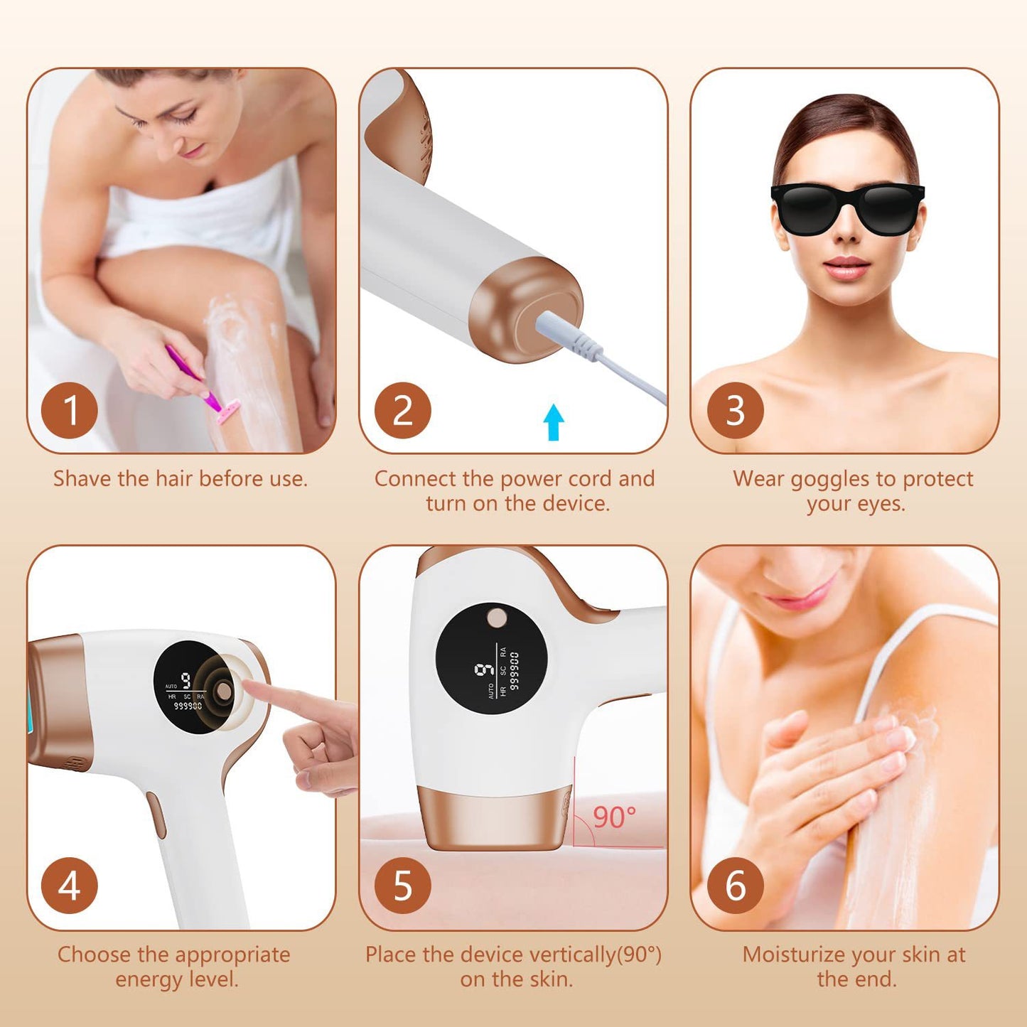 IPL Hair Removal Device, with 9 Energy Level,999,000 Flashes,3 Function, Laser Permanent Hair Remover Painless, White