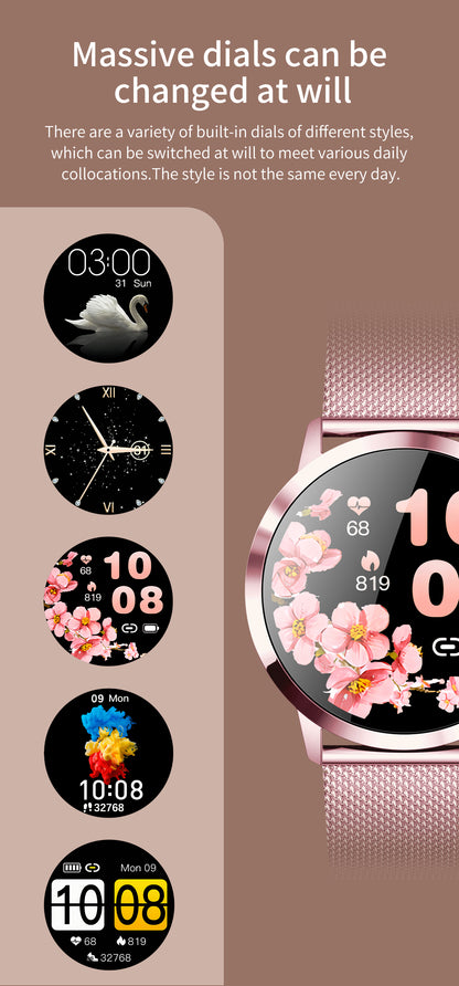 Smartwatch 1,19" HD AMOLED Touchscreen Full 29 Sport modes GPS Waterproof for Android iOS Pink