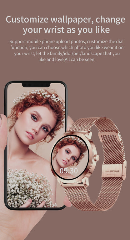 Smartwatch 1,19" HD AMOLED Touchscreen Full 29 Sport modes GPS Waterproof for Android iOS Pink