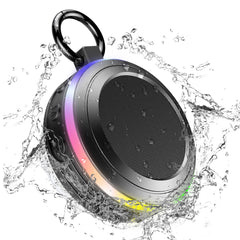 Bluetooth Shower Speaker IPX7 Waterproof with Suction Cup, 7-Hour Playtime, LED Light Show, 360 Stereo Pairing