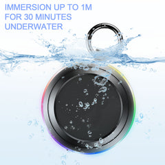 Bluetooth Shower Speaker IPX7 Waterproof with Suction Cup, 7-Hour Playtime, LED Light Show, 360 Stereo Pairing