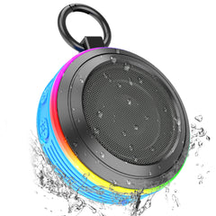 Bluetooth Shower Speaker IPX7 Waterproof with Suction Cup, 7-Hour Playtime, LED Light Show, 360 Stereo Pairing