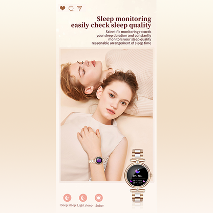 1.09 Inch Stylish Women’s Smartwatch with Diamond Design – Bluetooth Calling, Heart Rate, SpO₂, Sleep & Fitness Tracker with Women’s Wellness Features